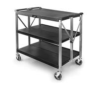 LACOR 66241 - Chariot de service pliant, 3 plateaux, 30 kg/plateau | Ustensile professionnel durable; conçu pour un rendement optimal y nettoyage rapide et facile au lave-vaisselle