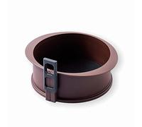 Lacor - 66778 - Moule rond amovible en 100 % silicone alimentaire antiadhésif avec base en verre, fermeture sécurisée, idéal pour les gâteaux et les tartes, base en verre, Ø 20 x 7,5 cm, brun