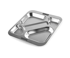 LACOR - 66957 - Plateau pour Salle à Manger, 4 Compartiments + Espace pour Couverts, empilable, Acier Inoxydable, 32,5 x 37,5 cm