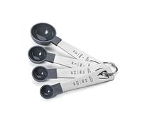 LACOR - 67037 - Ensemble 4 Cuillères à Mesurer, Liquide et Compteur de Nourriture, Pâtisseries, Acier Inoxydable et PP, Empilable, Sans BPA, Lave-vaisselle Convivial, Gris