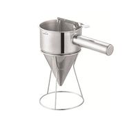Lacor - 67151 - Entonnoir de Distribution, Idéal pour le remplissage ou la décoration, Acier inoxydable 18/10, Buse de sortie de 8 mm, 1.25 litre, Passe au lave-vaisselle, Comprend un support