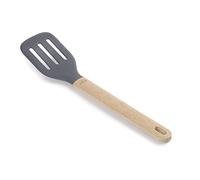 Lacor 68186 Spatule Perforée Silicone Unite, Palette Professionnelle, Manche en Bois de Hêtre, Non Double, Résistant aux hautes températures, Sans BPA, 34 x 7,5 x 10,5 cm, Gris