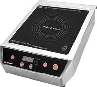 Lacor - 69132 - Plaque à induction portable, surface en verre, contrôle tactile, 17 niveaux de courant, deux cuissons de 12 et 28 cm, système de sécurité IPX3, 3500W, 44 x 34 x 12 cm, acier inoxydable