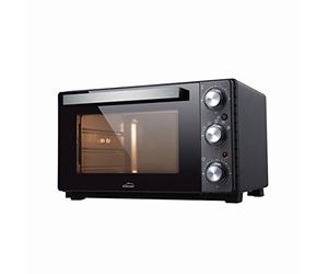 Lacor - 69327 - Four électrique de table, Petit four de cuisine, Convection avec boîtier en acier, Température: 70ºC-230ºC, 48x30x40 cm, Capacité: 28 L, Noir