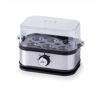 Lacor - 69344 - Cuisson à œufs SIX OVUM, acier inoxydable 18/10, 3 niveaux de cuisson : dur, mollet, passage par eau, capacité : 6 œufs, arrêt automatique, 23,5 x 13 x 14 cm, Gris