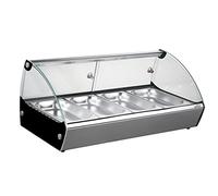 LACOR 69602 Vitrine Thermique, présentoir d'aliments, Verre et Acier Inoxydable, 500 W, capacité 4xGN 1/3, Thermostat réglable : 30 °C - 90 °C, Transparent