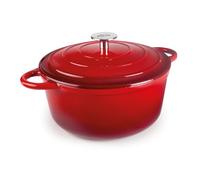 Lacor - 71730 - Cocotte en Fonte Émaillée, 2,5 Litres, Diamètre 20 cm, Ronde, Red, Uniforme et Durable, Convient à l’Induction, au Four et au Lave-Vaisselle