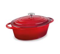 Lacor - 71739 - Cocotte en Fonte Émaillée, 3,5 Litres, 29 x 21 cm, Ovale, Rouge, Cuisson Uniforme et Durable, Convient à l’Induction, au Four et au Lave-Vaisselle