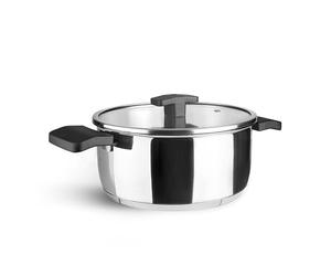 Lacor - 80020 - Casserole en pierre calcaire avec couvercle, acier inoxydable 18/10, poignées isolantes, fond diffuseur triple, ø20cm, 2.5L
