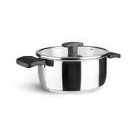 Lacor - 80028 - Cocotte avec couvercle en calcaire, acier inoxydable 18/10, poignées thermo-isolantes, fond diffuseur, ø28 cm