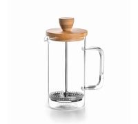 LACOR Cafetière française, presse café, machine à café avec piston, carafe française pour café filtre, 3 tasses, Acier inoxydable bambou Verre, Bois, 0,35 L
