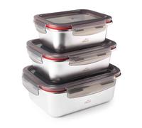 Lacor Set 3 récipients Ecoinox 64617 - Inox 18/10, 800/1200/1800 ml, Hermétique, Sans BPA