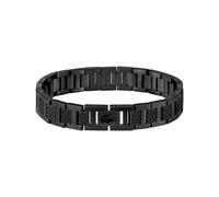 Lacoste Bracelet à Maillons pour Homme Collection METROPOLE en Acier Inoxydable Noir Embelli avec Motif Petit Piqué - 2040119
