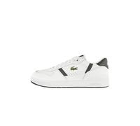 Lacoste Baskets en cuir pour homme avec clip en T, Blanc/gris foncé, 43 EU