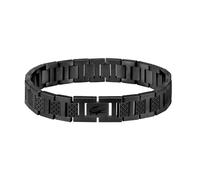 Lacoste Bracelet à Maillons pour Homme Collection METROPOLE en Acier Inoxydable Noir Embelli avec Motif Petit Piqué - 2040119