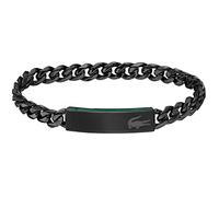 Lacoste Bracelet en Chaîne pour Homme Collection BASELINE en Acier Inoxydable Noir avec une Plaque Gravée - 2040082