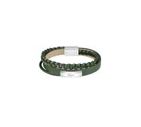 Lacoste Bracelet pour Homme Collection FUSION avec Cuir Noir et Acier Inoxydable Noir avec une Plaque Gravée - 2040318