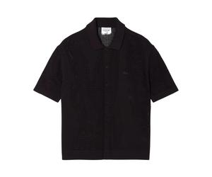 Lacoste - Camicia in maglia traforata effetto coccodrillo - Homme - Chemises - Brun - Taille: M