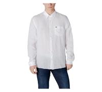 Lacoste - Chemise blanche en lin à manches longues avec poche - Homme - Chemises - Blanc - Taille: L