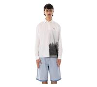 Lacoste - Chemise en twill de coton imprimé coupe décontractée - Homme - Chemises - Blanc - Taille: L
