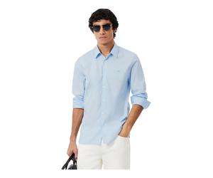 Lacoste - Chemise Popeline Stretch Slim - Homme - Chemises - Bleu - Taille: M