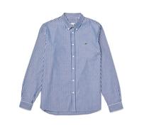 Lacoste - Chemise Premium en Coton Rayé Coupe Slim - Homme - Chemises - Bleu - Taille: M