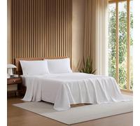 Lacoste Drap en Percale Unie, Blanc, lit Double | Parure de lit respirante pour toutes les saisons, certifiée Oeko-Tex, finition mate douce, qualité durable, couleur unie