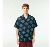 Lacoste Globe Print Cotton Twill Shirt Black/Cove XL Male