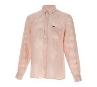Lacoste, Homme, Chemises, Rose, Taille: 3XL Chemise en lin rayée coupe droite