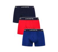 Boxer Lacoste en coton stretch avec logo bleu marine rouge blanc (3 unités) - S