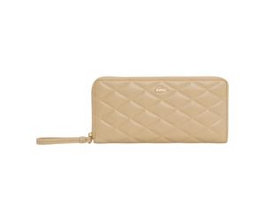 Lacoste - Large Portefeuille Crocodelle en Cuir - Femme - Accessoires - Brun - Taille: ONE Size