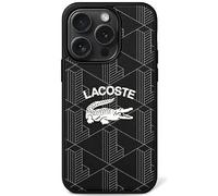 Lacoste LCHMP15LPIGK Coque rigide pour iPhone 15 Pro 6,1" Noir Monogramme Logo Vintage