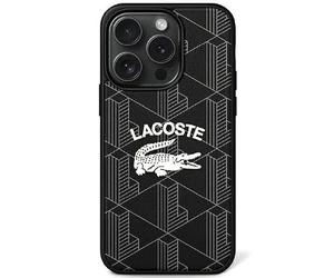 Lacoste LCHMP15LPIGK Coque rigide pour iPhone 15 Pro 6,1" Noir Monogramme Logo Vintage