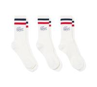 Lacoste - Lot de 3 paires de chaussettes côtelées - unisex - Sous-vêtements - Blanc - Taille: S