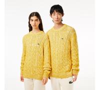 Lacoste Men's Alpaca Wool Cable Knit Crew Neck Jumper Farine/Pistil 2XS Male
