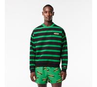 Lacoste Men's Loose Fit Striped Crew Neck Jumper Black/Calathea XS Male