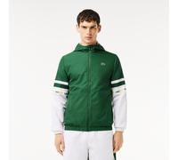 Lacoste Men's Stripe Track Water Repellent Wind Resistant Long Sleeve Softshell Jacket Vert/Blanc XS Male