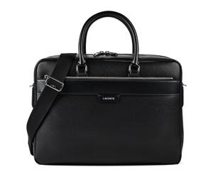 Lacoste Ossian Attaché-case Cuir véritable 41 cm Compartiment ordinateur noir