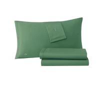 Lacoste Parure de lit 4 pièces 100% Percale de Coton, fraîche, Nette, Mate et Durable, certifiée Oeko-Tex, Couleur Unie, Vert, très Grand lit