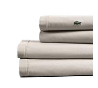 Lacoste Parure de lit 4 pièces 100% Percale de Coton, fraîche, Nette, Mate et Durable, certifiée Oeko-Tex - Couleur Unie, Pierre Ponce, pour lit Double