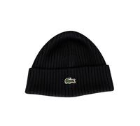 Lacoste Pour des hommes Bonnet côtelé à logo brodé, Noir