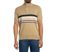 Lacoste Pour des hommes Polo rayé de fabrication française, Beige