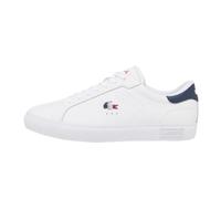 Lacoste Powercourt Baskets en Cuir pour Homme, Pointure 40, Blanc/Bleu Marine/Rouge, Blanc/Bleu Marine/Rouge, 11