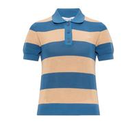 Lacoste - Pull à Col Polo en Maille Ajourée Rayé - Femme - Pulls - Bleu - Taille: 42 FR