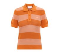 Lacoste - Pull à Col Polo en Maille Rayée - Femme - Tops - Orange - Taille: 42 FR