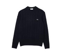 Lacoste - Pull en Laine à Col Rond et Maille Câble - Homme - Pulls - Bleu - Taille: S