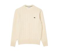 Lacoste - Pull en laine à col rond et maille torsadée - Homme - Pulls - Beige - Taille: XL