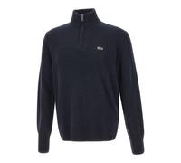Lacoste - Pull en Laine Cardée à Col Zippé Haut - Homme - Pulls - Bleu - Taille: L