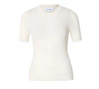 Lacoste - Pull Tricot Côtelé en Laine Mérinos à Manches Courtes - Femme - Pulls - Blanc - Taille: 38 FR