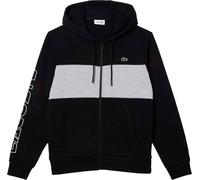 Lacoste - Sweat à capuche avec fermeture éclair sur toute la longueur pour homme GT3956 (XS) (Noir/Gris)